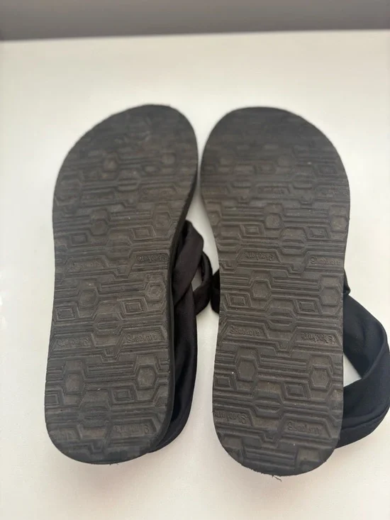 Skechers Black Yoga Foam Twist-Style Fabric Sandals - Picture 2 of 4